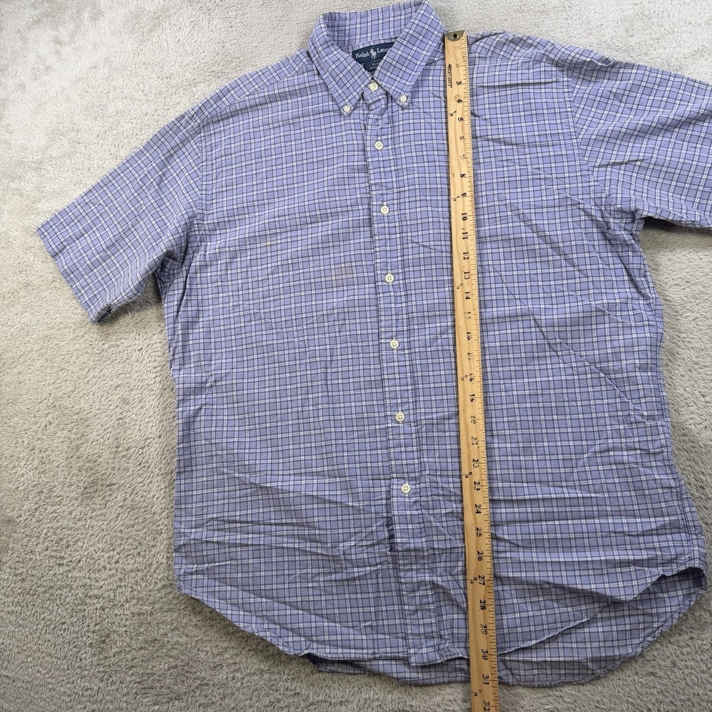 Polo Ralph Lauren Shirt Mens Large Blue Plaid Black Button Down Pony Cotton - Picture 6 of 8